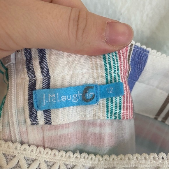 J McLaughlin Cunningham Stripped Linen Maxi Dress Size 12 Summer Beach Colorful - Picture 6 of 7